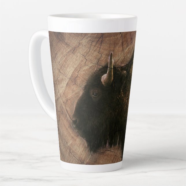 Wood Bison Buffalo Latte Mug (Left Angle)