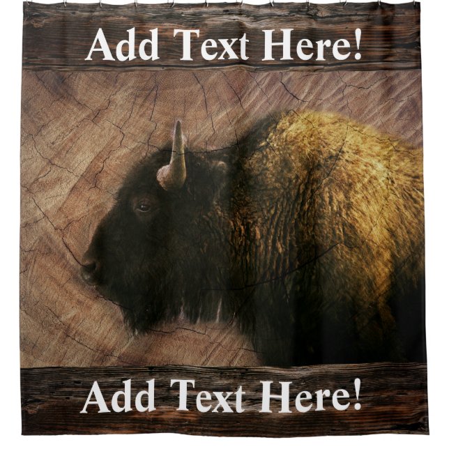 Wood Bison Buffalo Shower Curtain (Front)