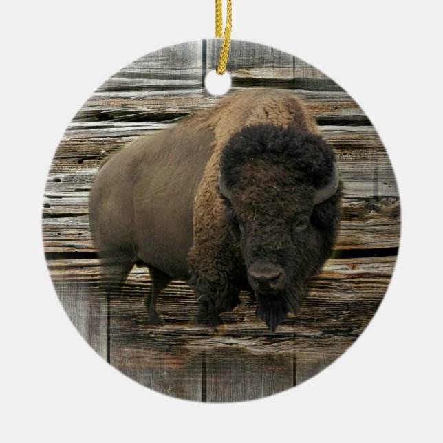 Wood Bison Ceramic Ornament (Front)