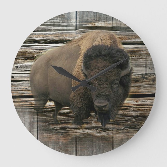 Wood Bison Large Clock (Front)