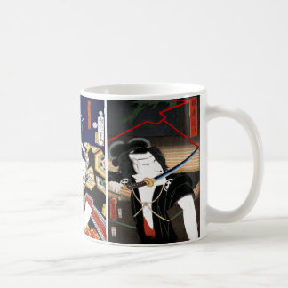 Wood Block Print Samurai Coffee Coffee Mug