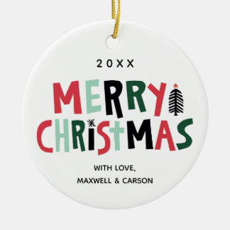 Wood Block Tree Christmas Custom Ornament