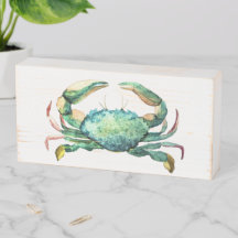 Wood Blue Crab Sign