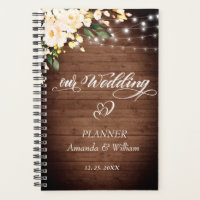 Wood & Blush Rose Greenery Floral Wedding Planner