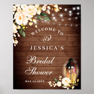 Wood & Blush Roses Floral Bridal Shower Sign