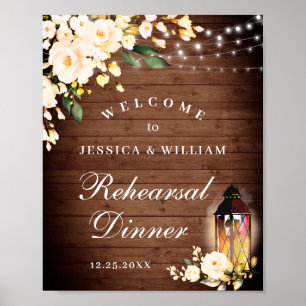 Wood & Blush Roses  Floral Rehearsal Dinner Sign