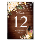 Wood & Blush Roses Greenery Wedding Table Number