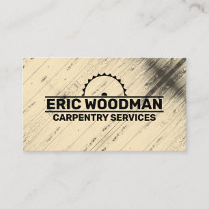 Wood board pattern and circular saw tan business card