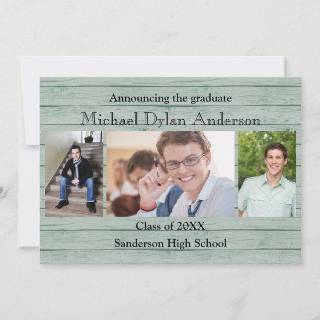 Wood Boards Background - Graduation Announcement (Front)