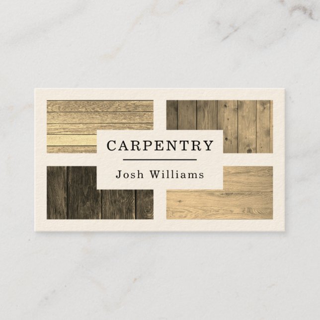 Wood boards pattern tan tone business card (Front)