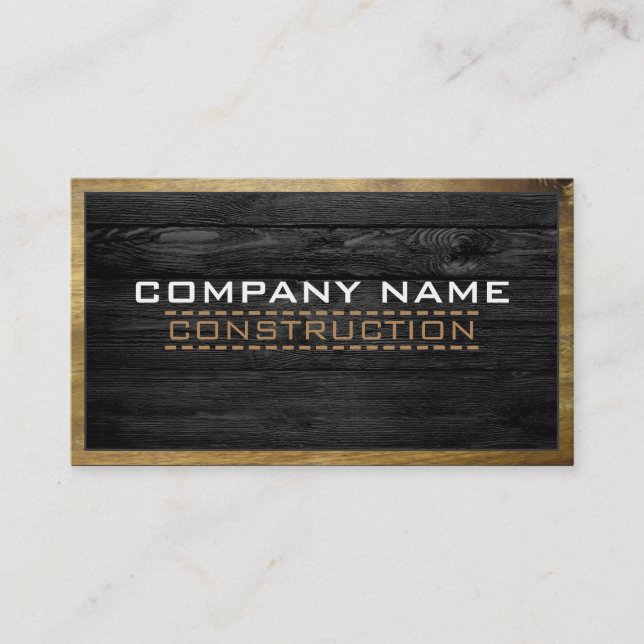 Wood Border Construction Elegant Wooden Look #11 Business Card (Front)