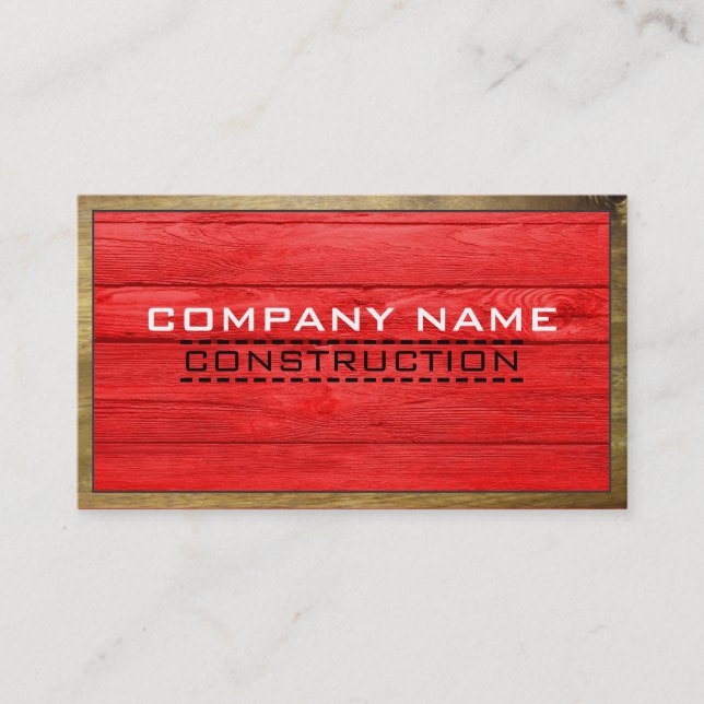 Wood Border Construction Elegant Wooden Look #14 Business Card (Front)