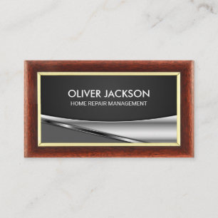 Wood Border Metallic Background Business Card