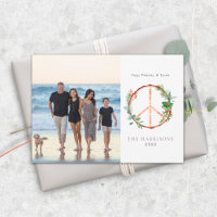 Wood Botanical Peace Sign Love Joy Christmas Photo