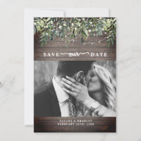 Wood Botanical String Lights Photo Wedding