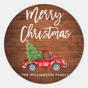 Wood Brush Script Christmas Truck Envelope Seal