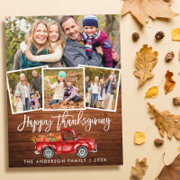 Wood Brush Script Red Truck Thanksgiving 4 Photo