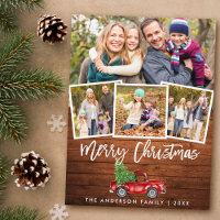 Wood Brush Script Vintage Truck Christmas 4 Photo