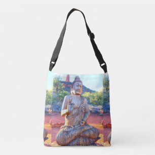Wood buddha statue crossbody bag