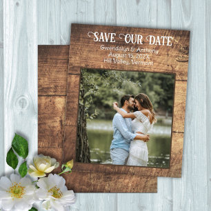 Wood Budget Save the Date Photo Announcements Flyer