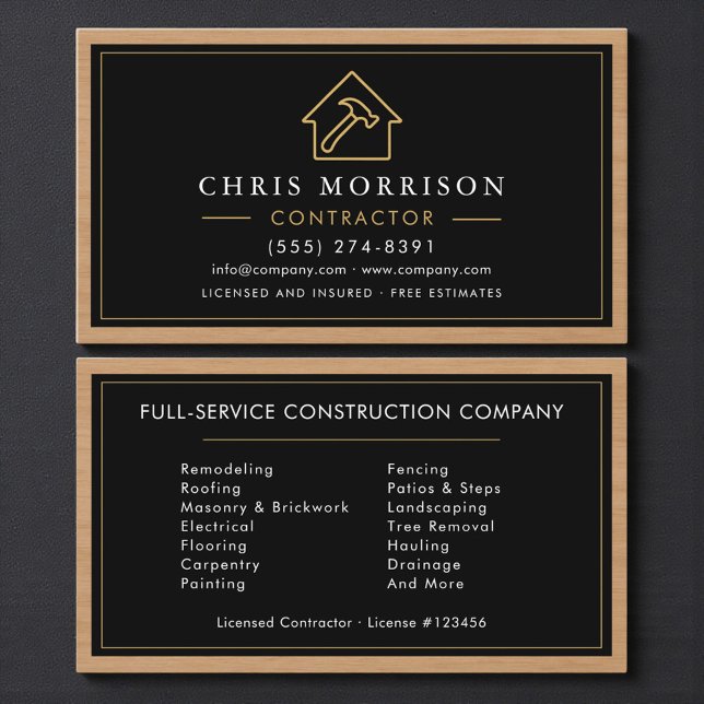 Wood Building Construction Business Card  (Creator Uploaded)