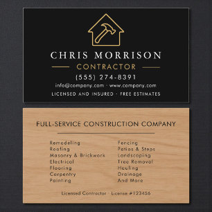 Wood Building Construction Contractor Business Card