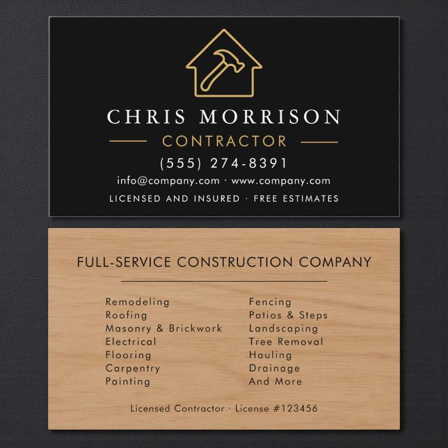 Wood Building Construction Contractor Business Card (Creator Uploaded)