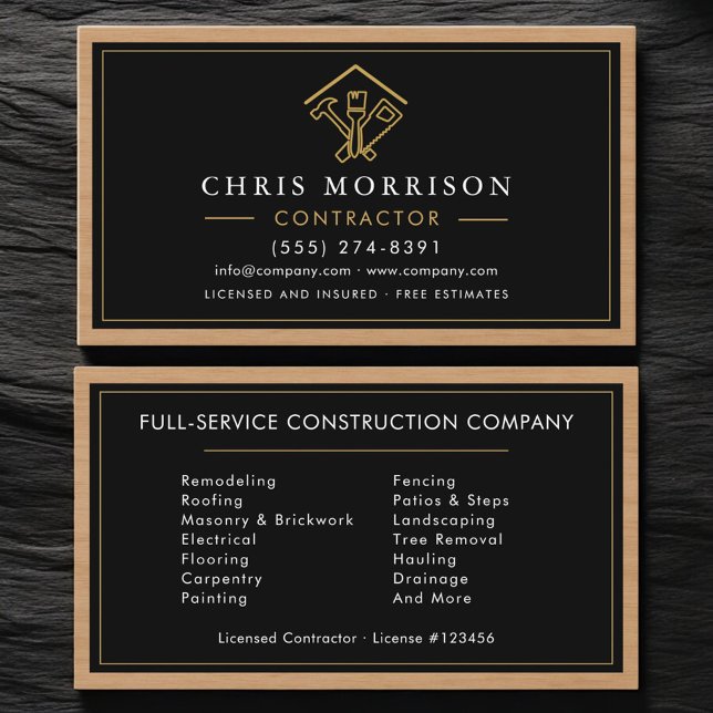 Wood Building Construction Home Improvement Business Card (Creator Uploaded)