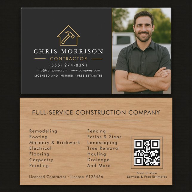 Wood Building Construction Photo QR Code Business Card (Creator Uploaded)