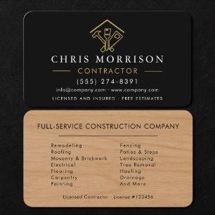 Wood Building Contractor Business Card