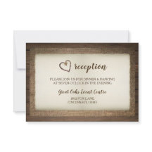 Wood, Burlap & Twine Heart Wedding Reception Card