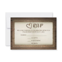 Wood, Burlap & Twine Heart Wedding RSVP Card