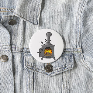 Wood Burner Stove 7.5 Cm Round Badge