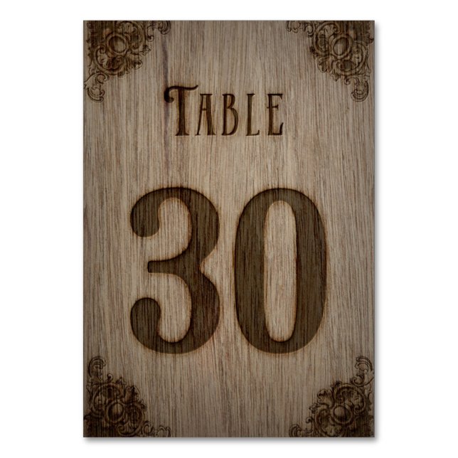 Wood Burning Rustic Table Numbers 1-30 (Front)