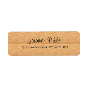Wood Calligraphed Script Name Text Return Address Return Address Label