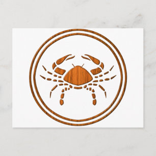 Wood Cancer Zodiac Crab Astrology Sign Postcard