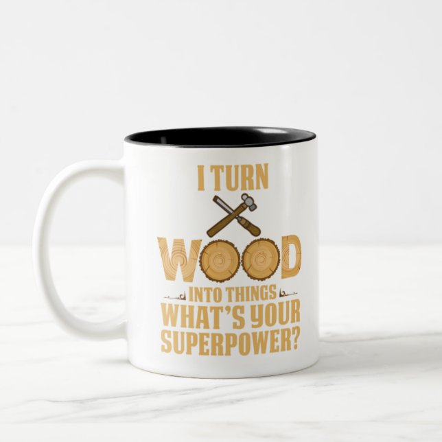 wood carpenter joiner carpenter gift Two-Tone coffee mug (Left)