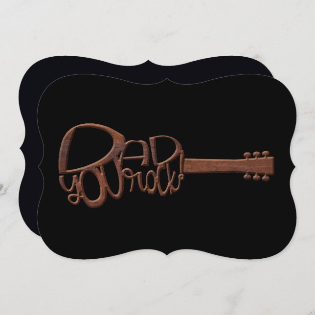 Wood Carved Guitar Shape Dad You Rock (Front/Back)