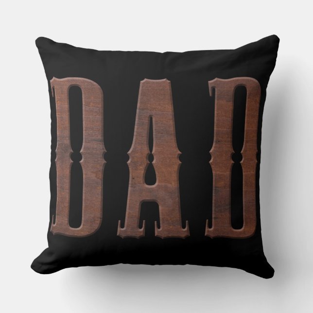 Wood Carved Letters DAD | Father's Day Cushion (Front)