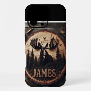 Wood carved Moose Sign iPhone 16 Pro Max Case