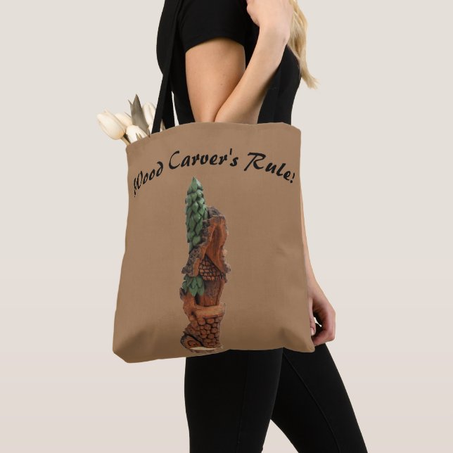 Wood Carver Tote All-Around-Printed DesignTote Bag (Close Up)
