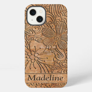 Wood Carvings Floral Pattern Personalised iPhone 13 Case