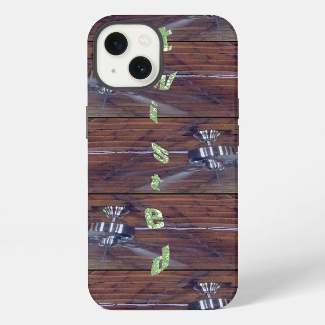 Wood Ceiling, Chrome Fans iPhone Case (Back)