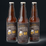 Wood Cheers And Beers Any Age Birthday Beer Bottle Label<br><div class="desc">Stylish cheers and beers to 60 years typography design on brown wood grain background,  custom it with your own text,  fun and unique,  great for any age adult birthday party for men,  or anniversary party for any occasion.</div>