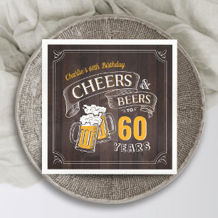 Wood Cheers And Beers Any Age Birthday Napkin