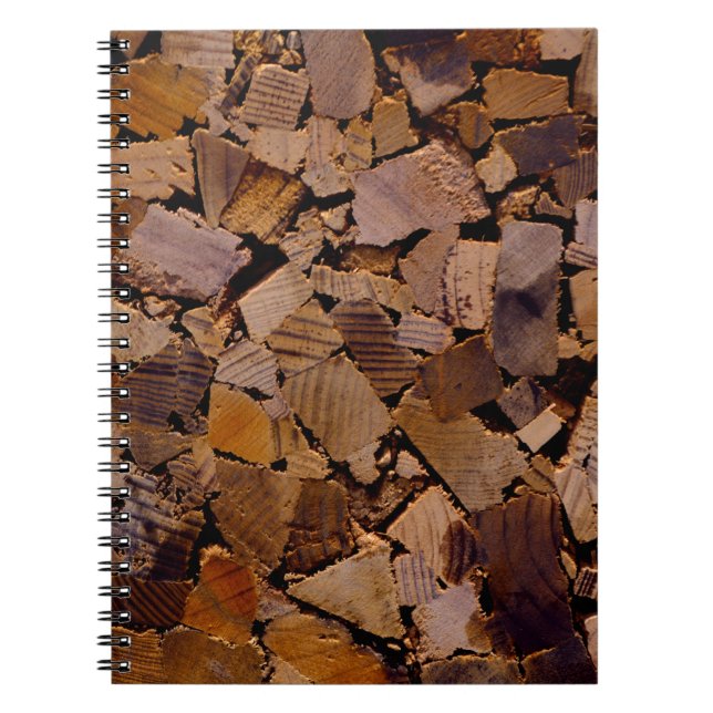 Wood chips, wood grain, wood pattern notebook (Front)