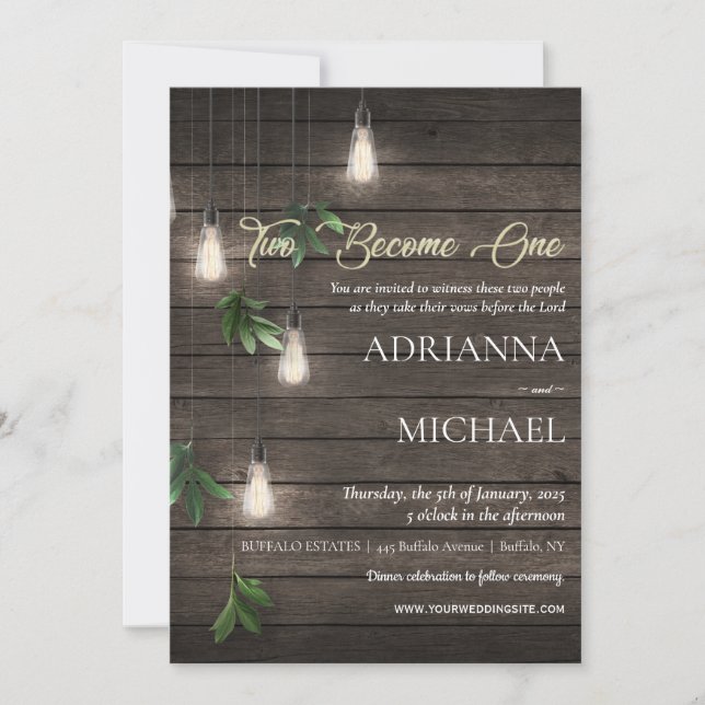 Wood Christian Religious Wedding Invitation (Front)