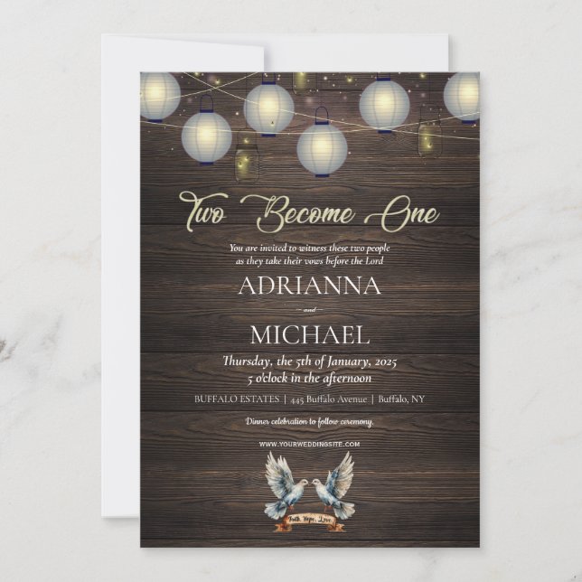 Wood Christian Religious Wedding Invitation (Front)