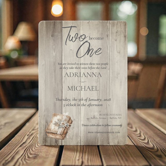 Wood Christian Two Become One Invitation (Creator Uploaded)