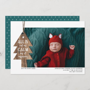 Wood Christmas Ornament Photo Birth Announcement